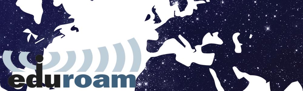 Imagen de una región del mapa mundi, con el logotipo de Eduroam