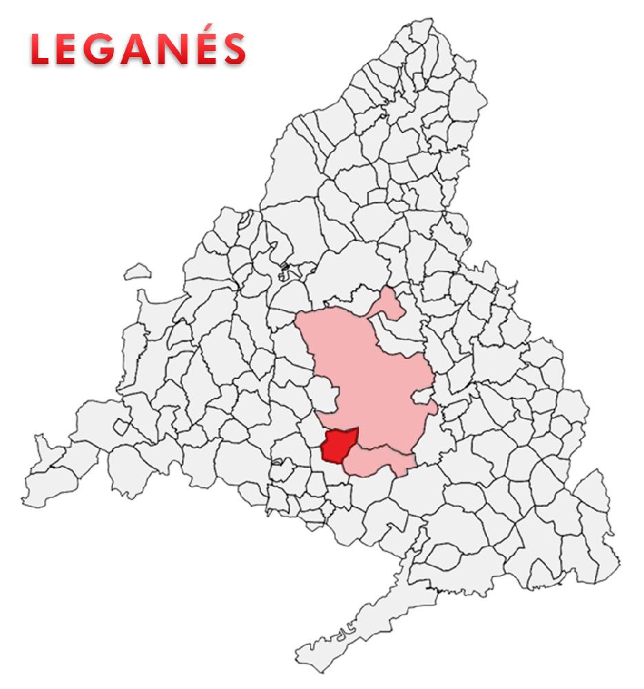 Situación de Leganés en la Comunidad de Madrid