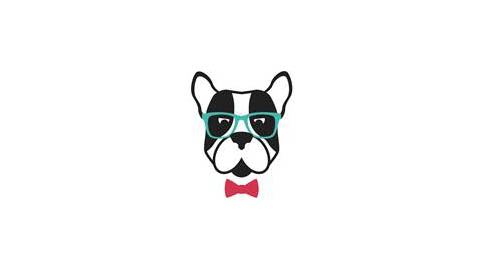 Dibujo de un Bulldog con gafas y pajarita