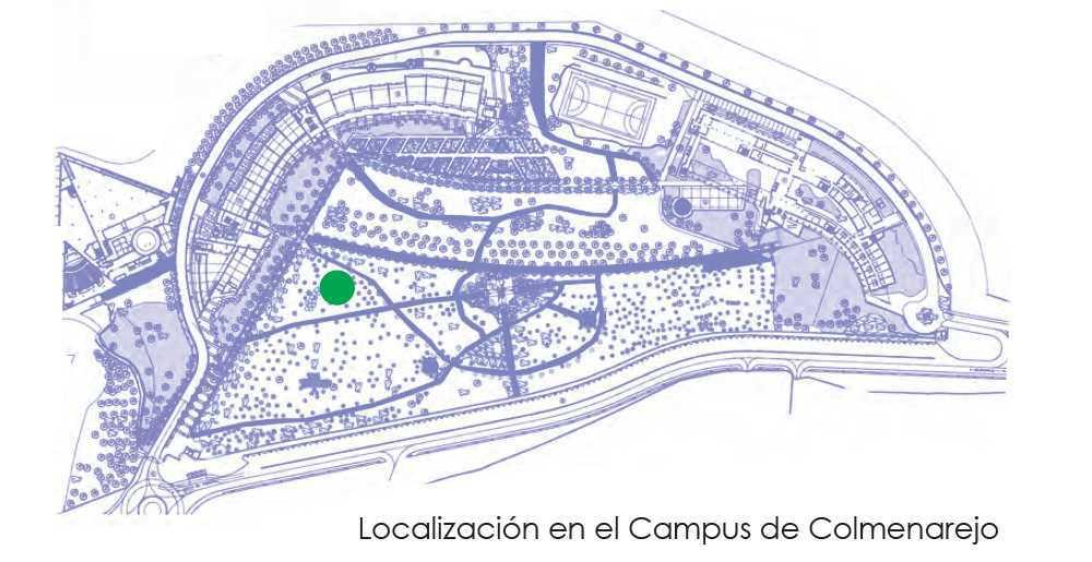 Plano del Campus de Colmenarejo indicando dónde se encuentra esta especie