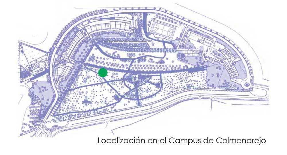 Plano del Campus de Colmenarejo indicando dónde se encuentra esta especie 