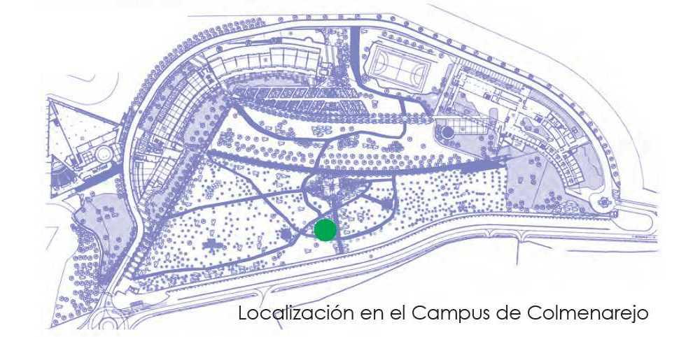 Plano del Campus de Colmenarejo indicando dónde se encuentra esta especie 