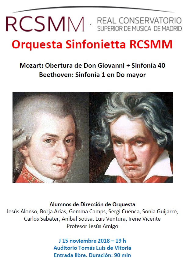Cartel con retratos de Mozart y Beethoven