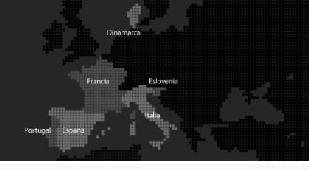 Mapa de Europa con los países participantes