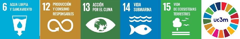 Collage con ODS 6-12-13-14-15 relacionados con el cambio climático