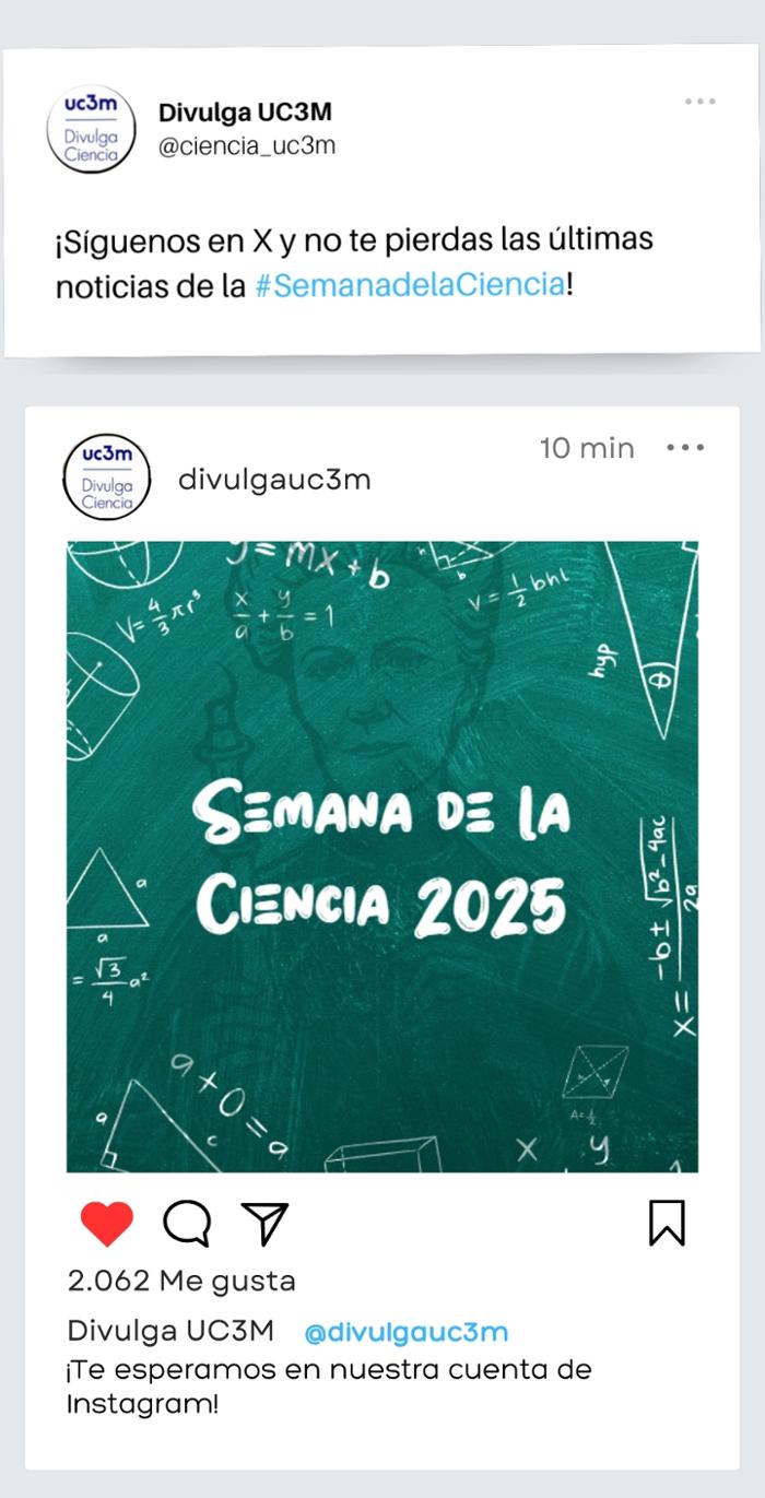 ¡Síguenos en X y en Instagram y no te pierdas las últimas noticias de la #SemanadelaCiencia!