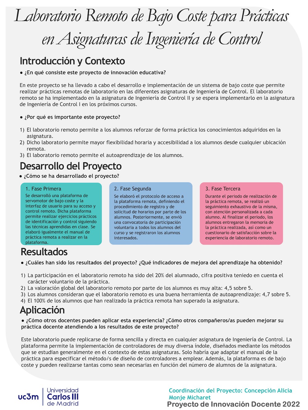 Laboratorio Remoto de Bajo Coste para Prácticas en Asignaturas de Ingeniería de Control