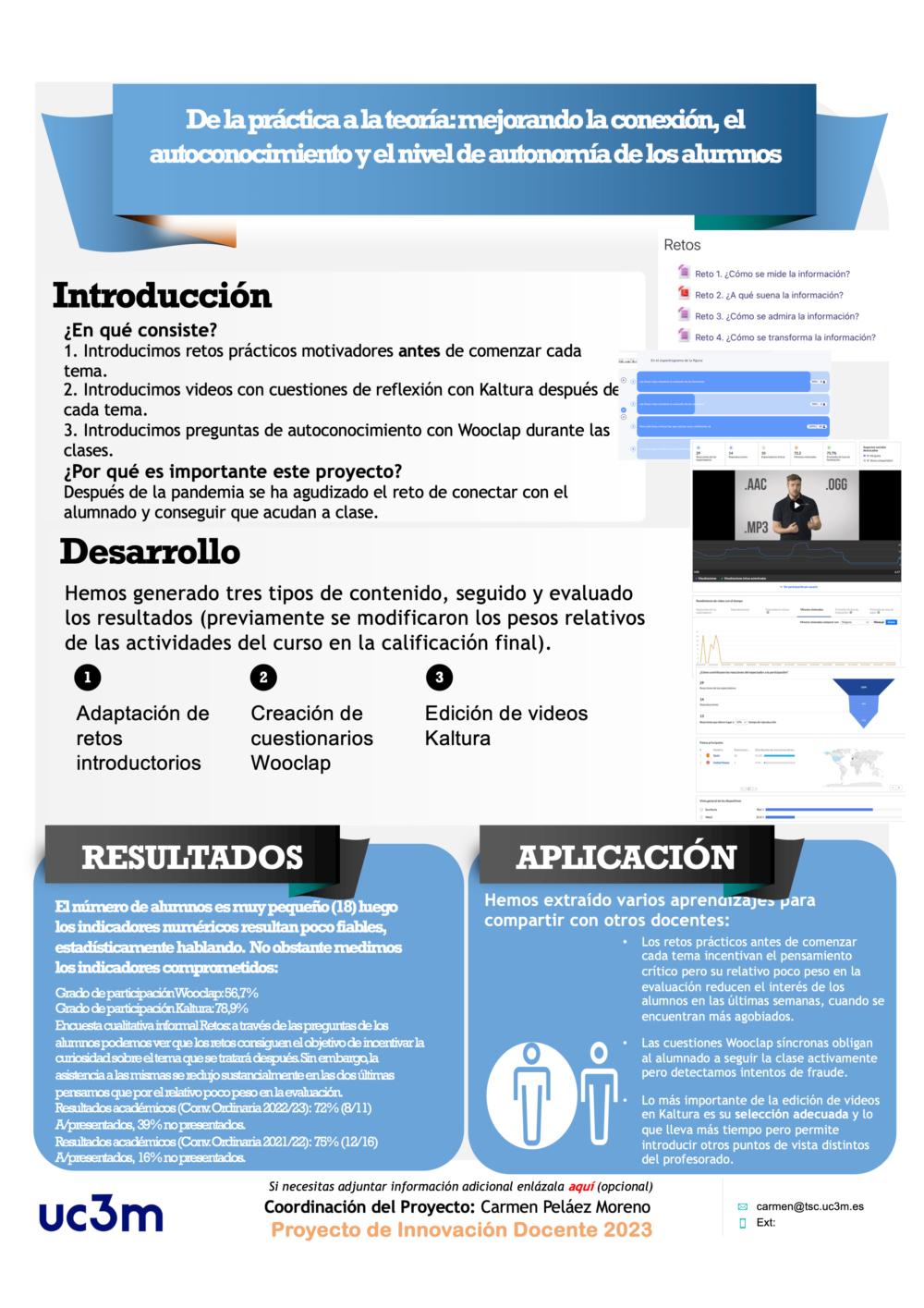 De la práctica a la teoría: mejorando la conesción, el autoconocimiento y el nivel de autonoria de los alumnos