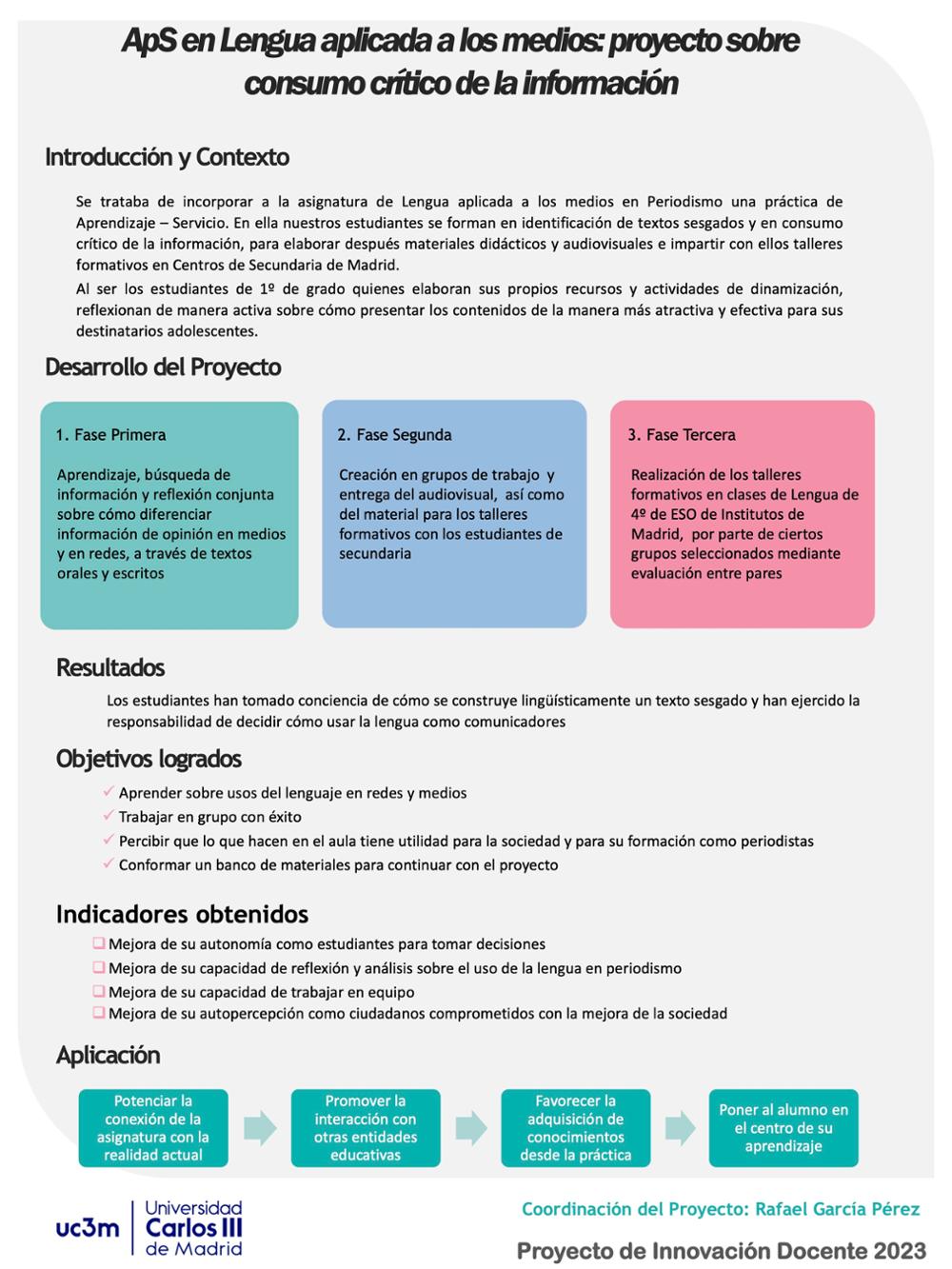 ApS en Lengua aplicada a los medios: proyecto sobre consumo crítico de la información