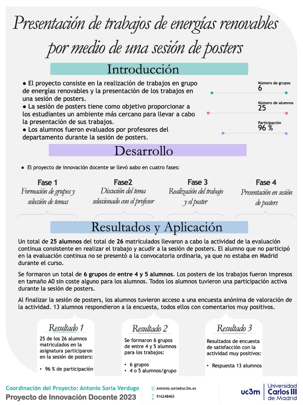Presentación de trabajos de energías renovables por medio de una sesión de posters