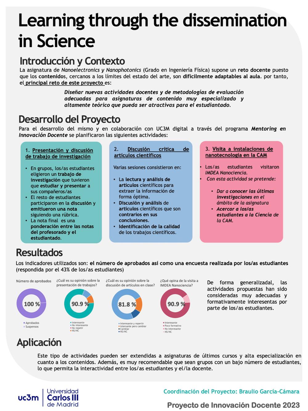 Learning through the dissemination in Science