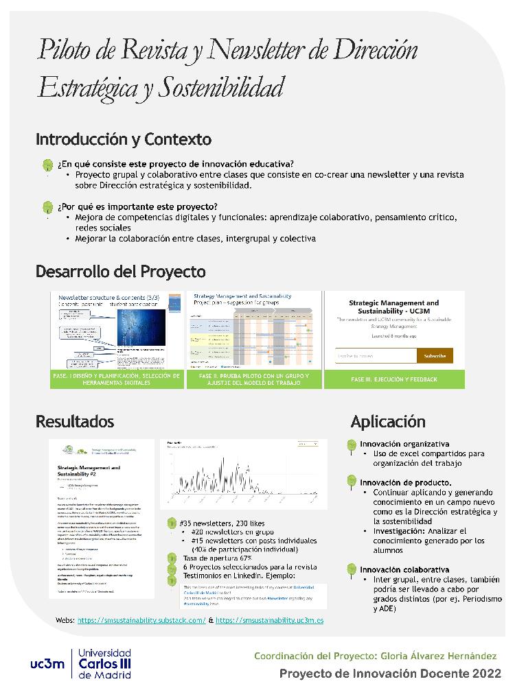 Piloto de Revista y Venusletter de Dirección Estratégica y Sostenibilidad