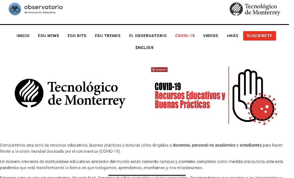 Tecnológico de Monterrey, recursos educativos y buenas prácticas 