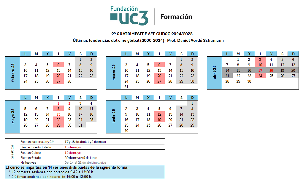 Jueves. Del 6 de febrero al 19 de junio de 2025.
