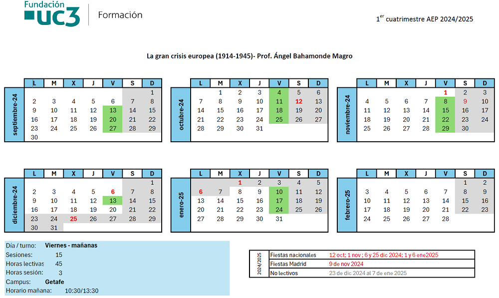 Viernes. Del 13 de septiembre de 2024 al 24 de enero de 2025