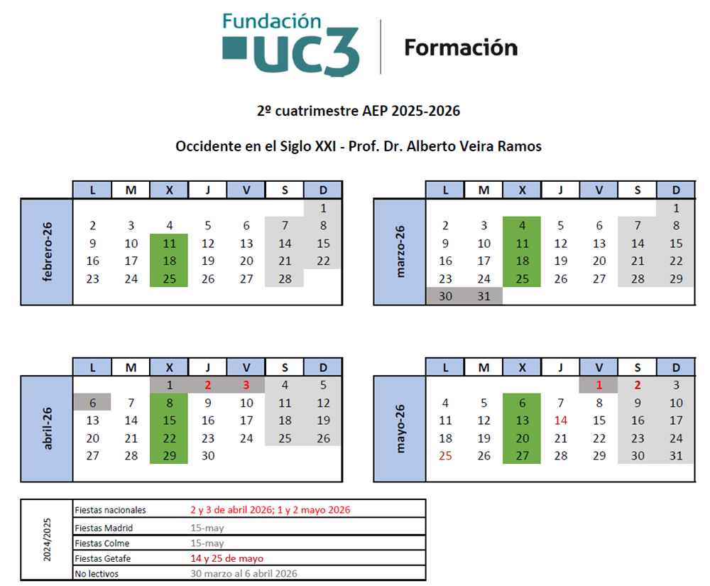 Miércoles. Del 11 de febrero al 27 de mayo 2026