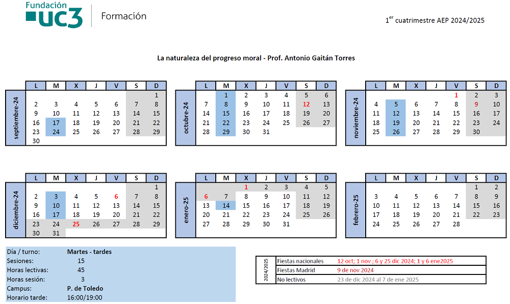 Martes. Del 17 de septiembre de 2024 al 14 de enero de 2025