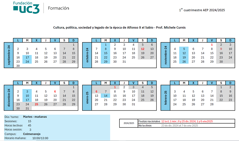 Martes. Del 17 de septiembre de 2024 al 14 de enero de 2025