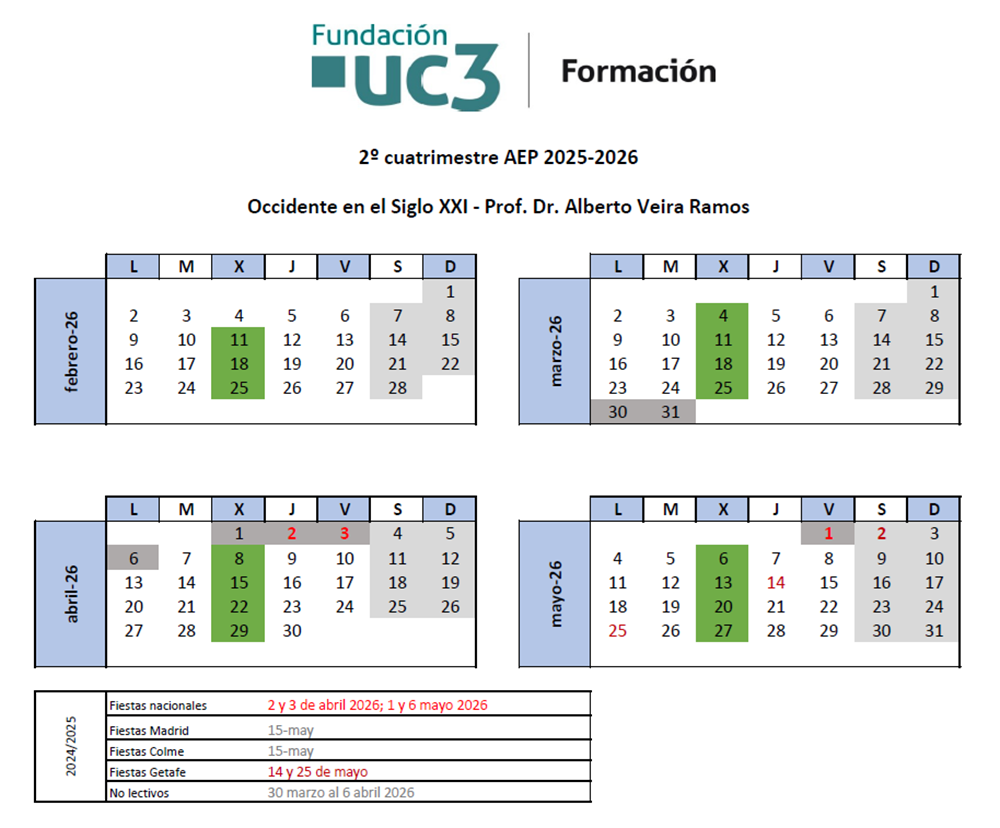 Miércoles. Del 11 de febrero al 27 de mayo 2026