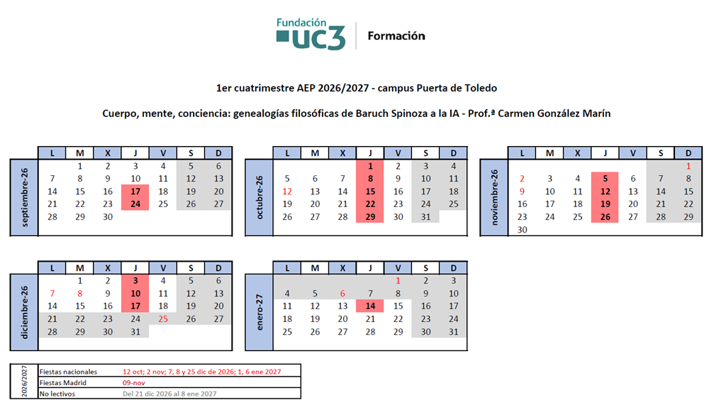 Jueves, del 17 de septiembre de 2026 al 14 de enero de 2027