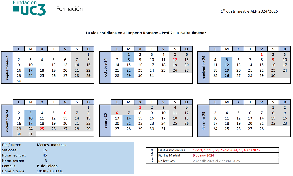 Martes. Del 17 de septiembre de 2024 al 14 de enero de 2025