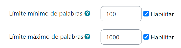 Configuración de límite de palabras en preguntas tipo ensayo, en la aplicación Aula Global